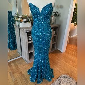 Portia and Scarlett - PS21208 Strapless V-Neck Sequin Gown